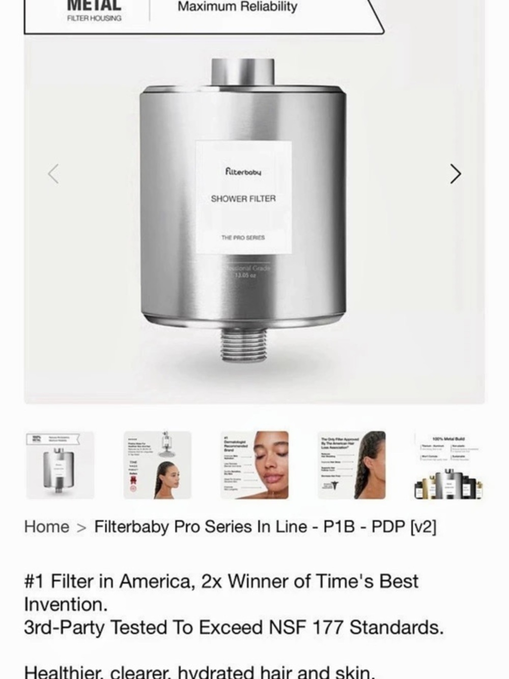 Filterbaby Pro Series In Line Shower Filter (chrome)